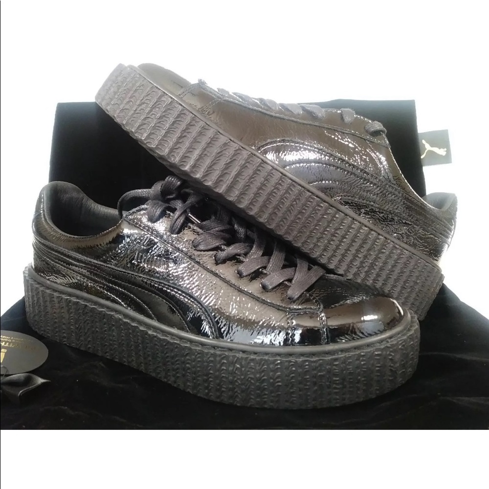 Puma Platform Patent Leather Sneakers in Black